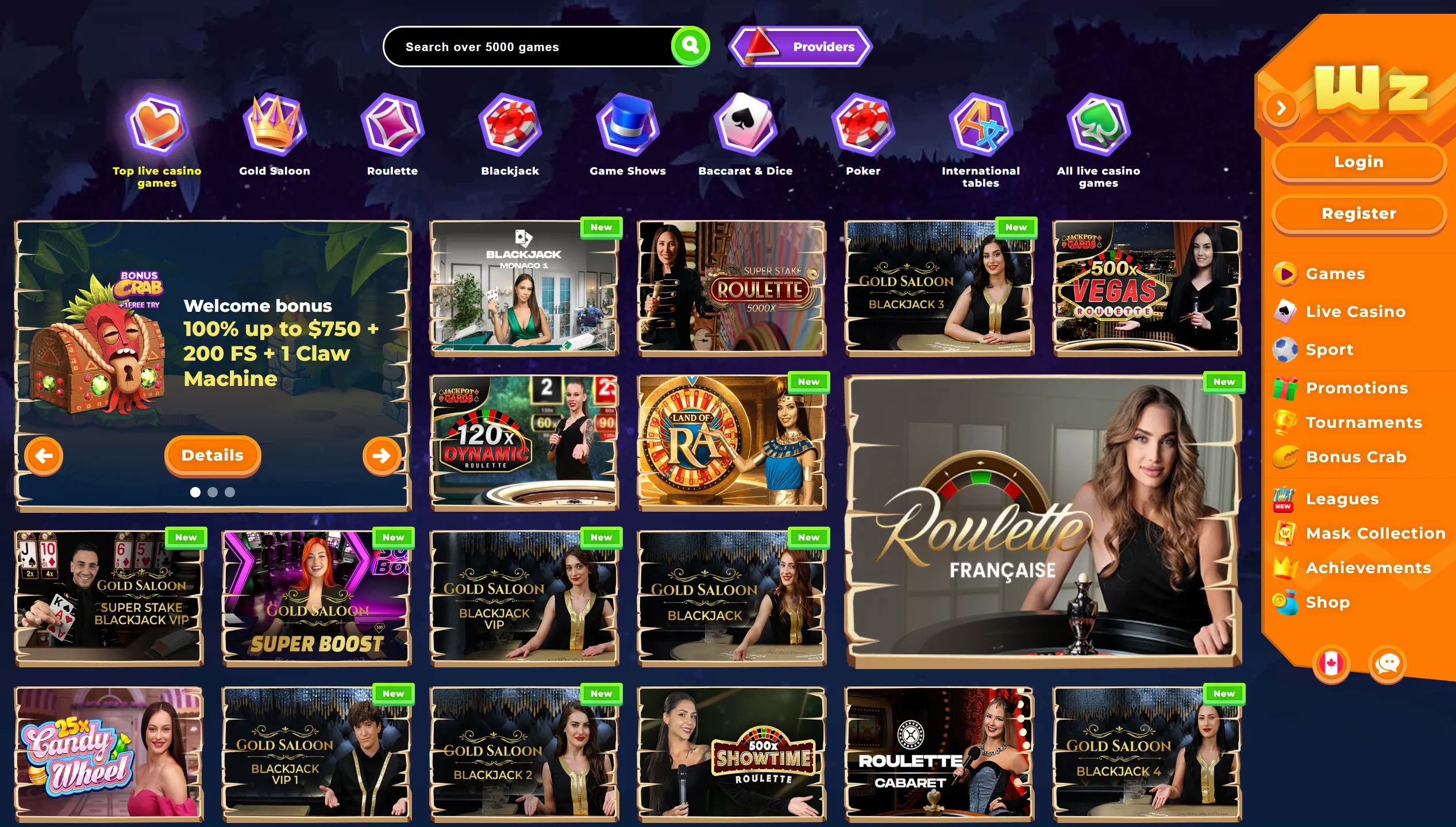Top live casinos Canada — real dealer at the table